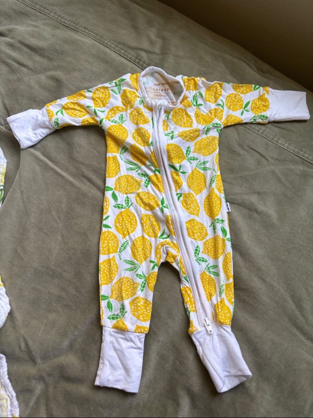 Little Sleepies Yellow Lemon Print Zipper One-Piece